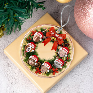 Custom Wreath Photo Christmas Glass Ornament Gift For Family LM32 897213