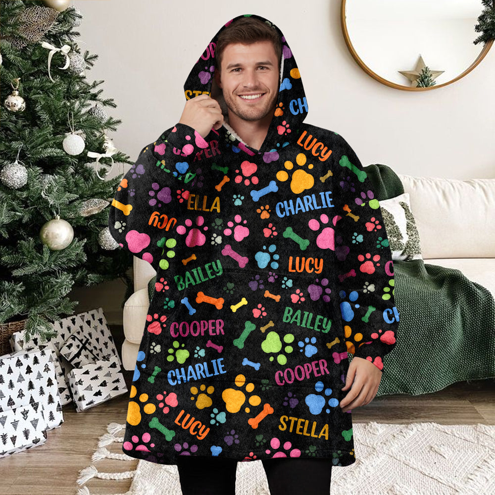 Custom Name Area Bones And Paws Hoodie Blanket HO82 900572