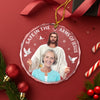 Custom Photo Safe In The Arms Of Jesus Memorial Glass Ornament HA75 897864