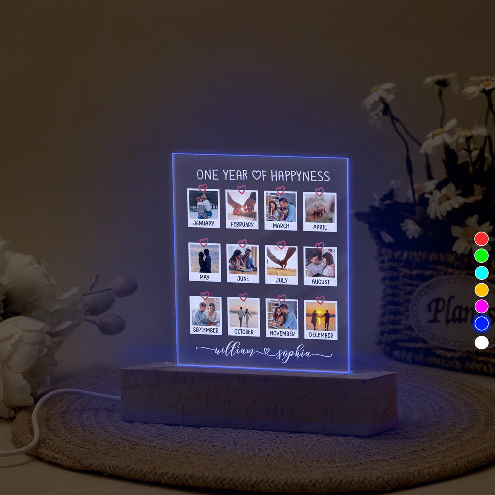 Custom Photo One Year Together Personalized Acrylic Plaque LED Night Light Anniversary Gift HA75 920098
