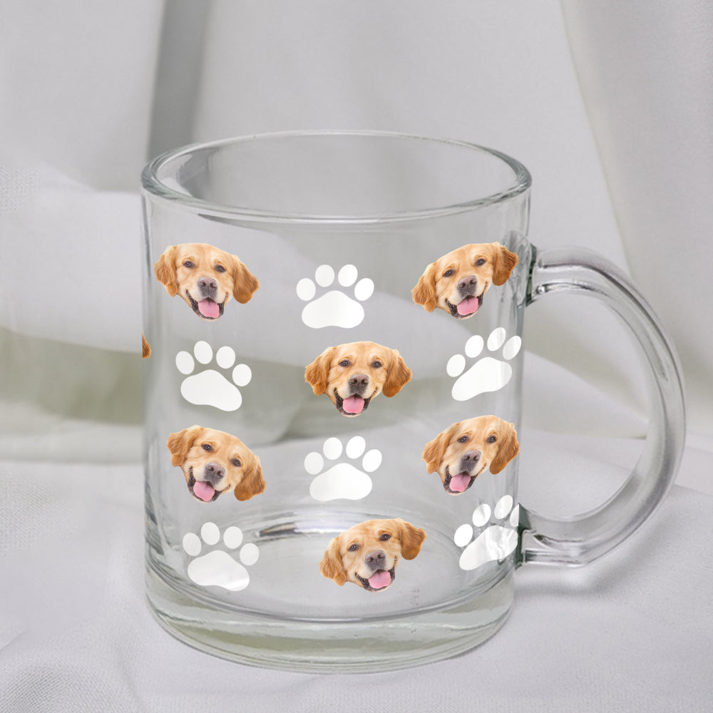 Custom Pet Face Photo With Icon Glass Mug For Dog And Cat Lovers CH07 896102