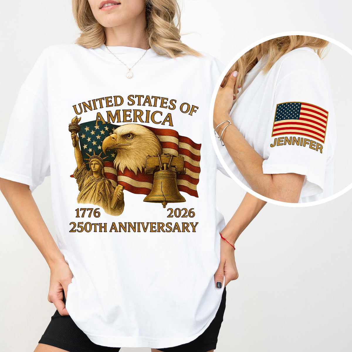 Custom Name With United State Of America 250 Years Sleeve Tee Shirt TH10 898419