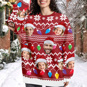 Custom Funny Face Photo Xmas Leds Family Ugly Sweater HO82 900076