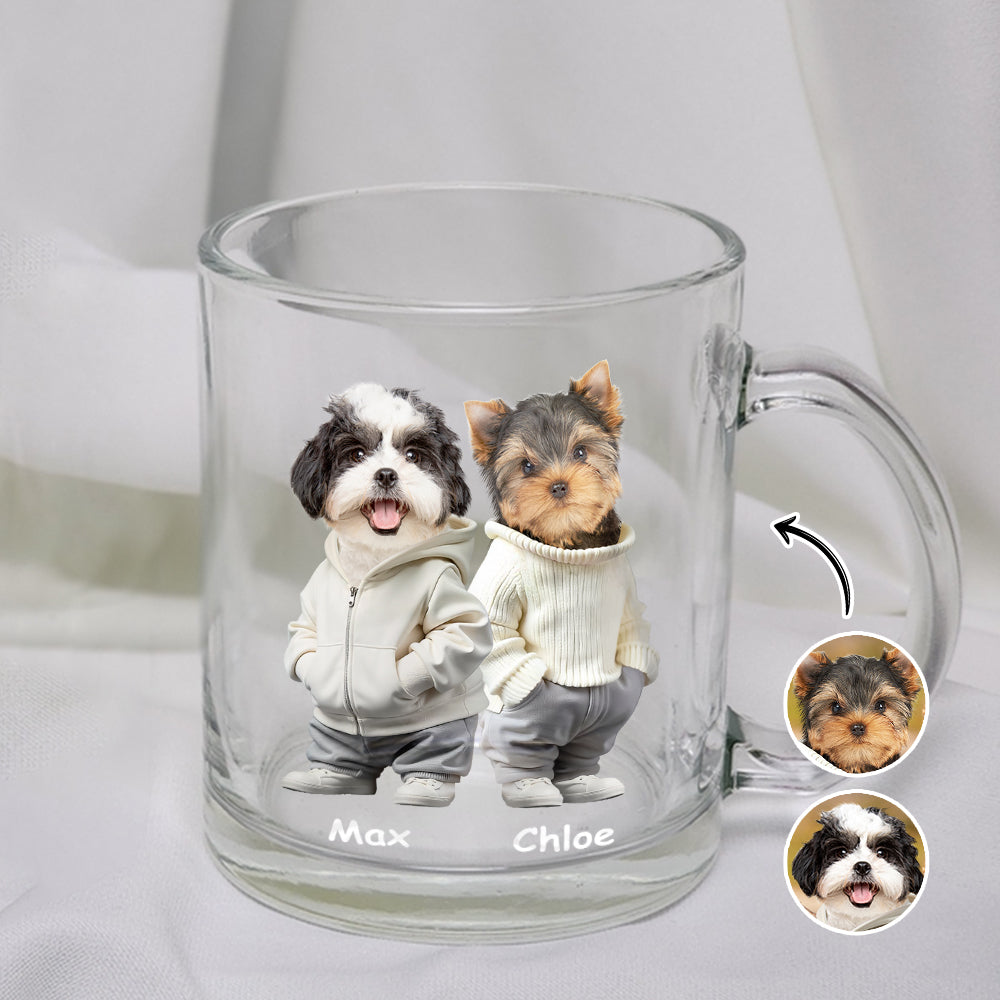 Custom Photo And Name Dog Glass Mug For Dog Pet Lovers CH07 896658