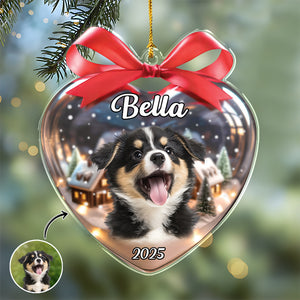 Custom Dog Photo Heart Shaped Acrylic Ornament Christmas Gift For Dog Lovers CH07 899332