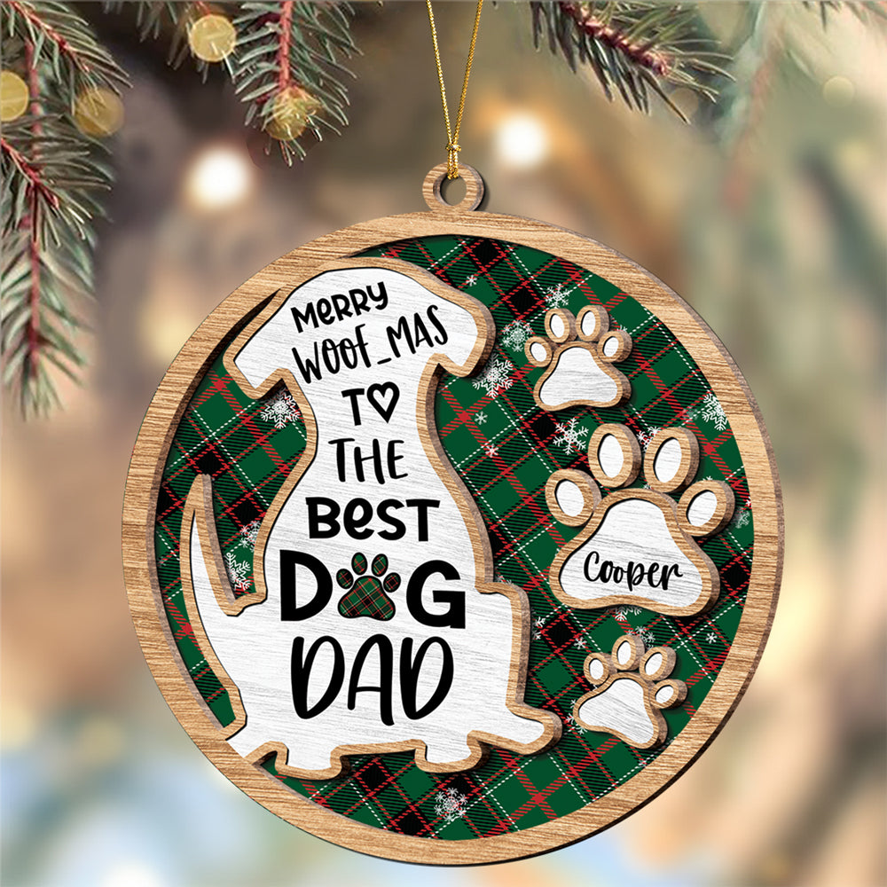 Merry Woof-Mas To The Best Dog Mom Personalized 2-Layered Wooden Ornament CH07 896894