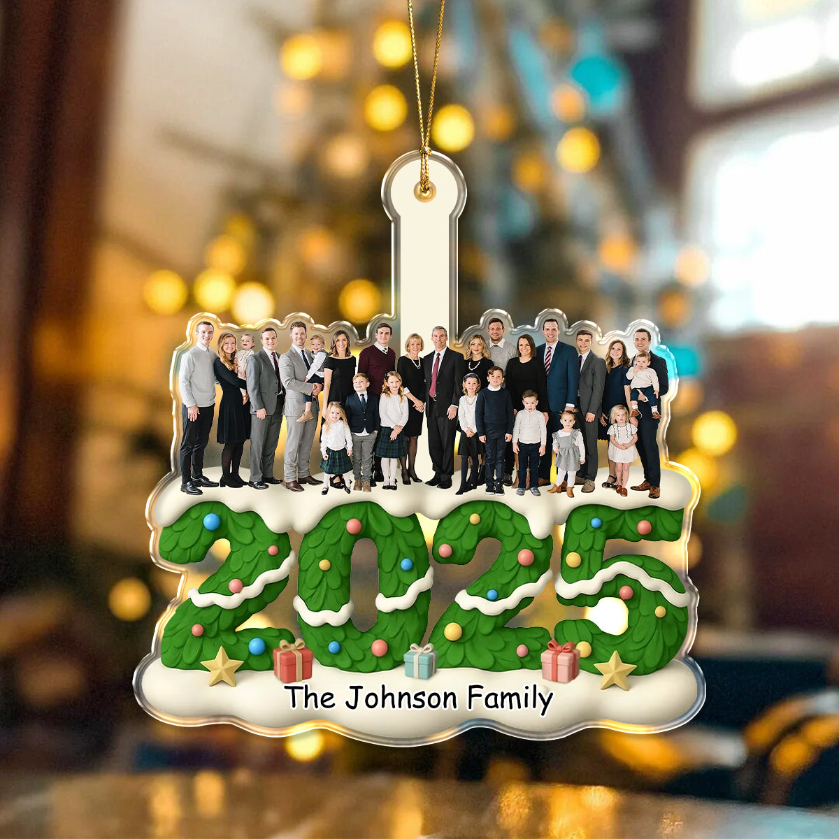Custom Photo Green Christmas Tree Family Acrylic Ornament Gift For Mom, Dad, Brother, Sister, Kids HO82 900212