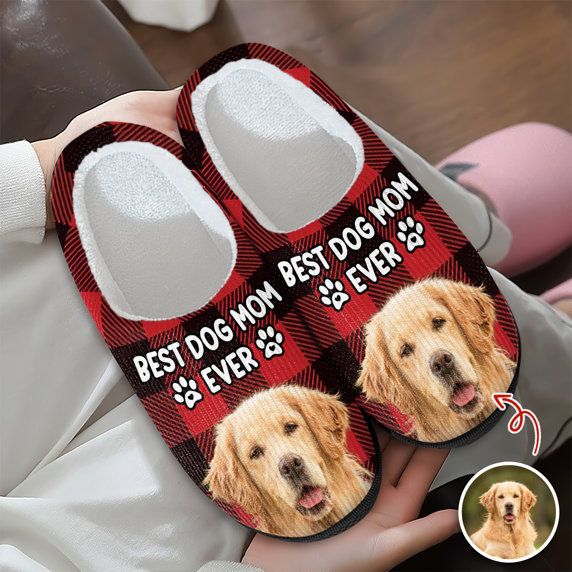 Custom Photo Best Dog Mom, Dog Dad Ever Slippers Gift For Pet Lovers HA75 897002