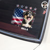 Custom Photo Dog With American Flag Car Window Decal Sticker HA75 920564
