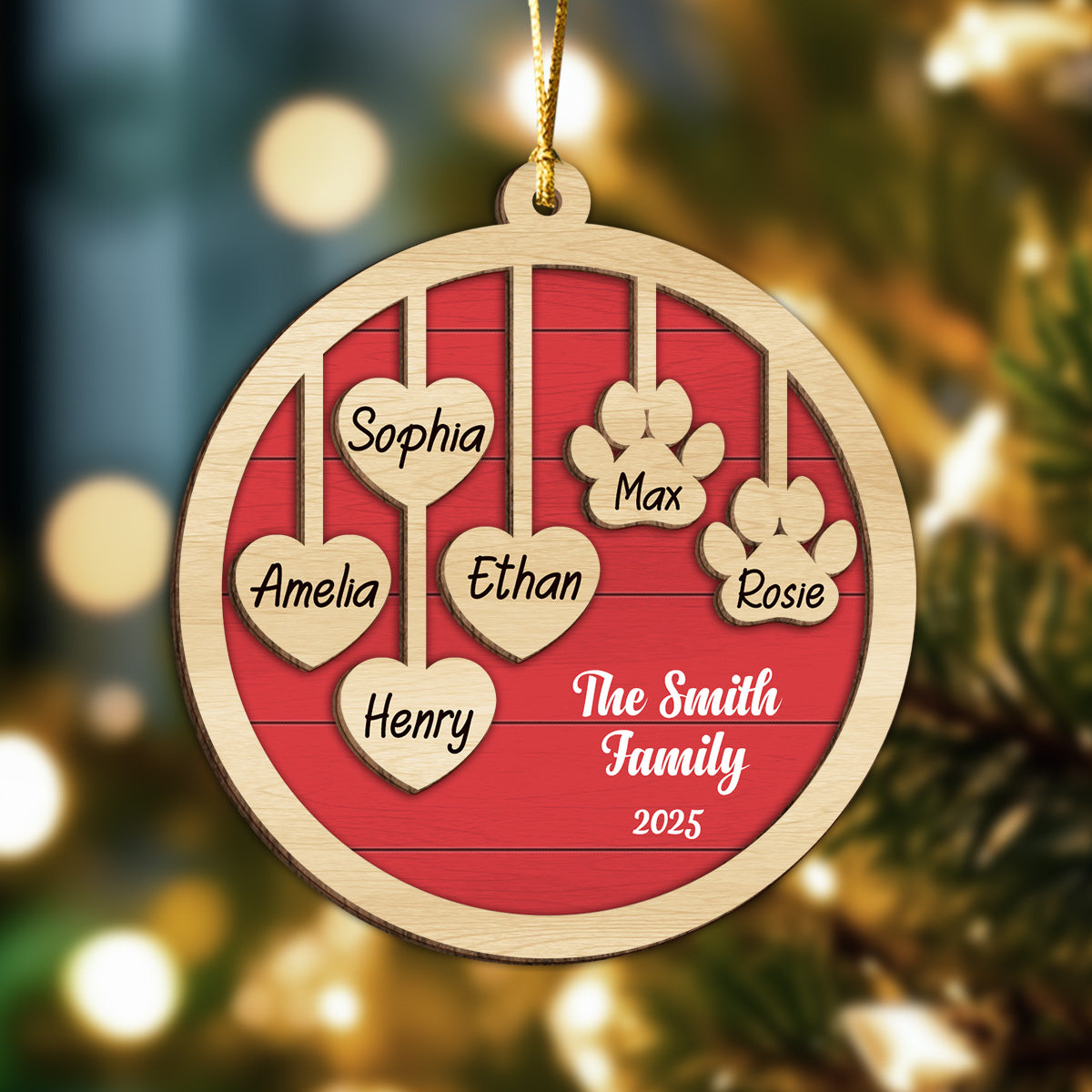 Custom Family Name Christmas 2 Layers Wooden Ornament Gift For Family LM32 897337