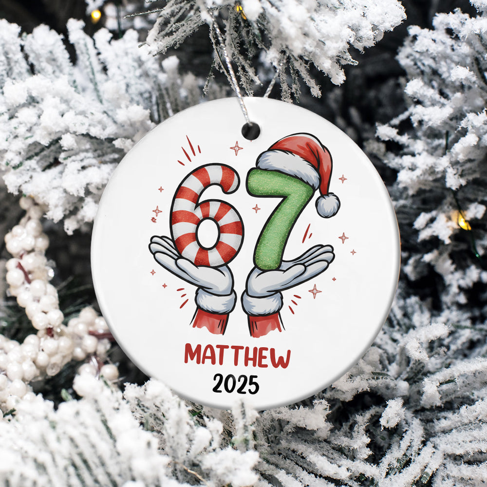 Personalized Funny Kids Six Seven Christmas Ornament, Funny Teen Grandkid Ceramic Ornament HA75 898302