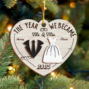 The Year We Became Mr. & Mrs. - Personalized 2-Layered Wooden Ornament CH07 896972