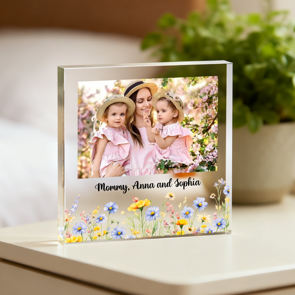Custom Photo Floral Frame Acrylic Block Plaque Gift For Birthday, Mother's Day LM32 899431