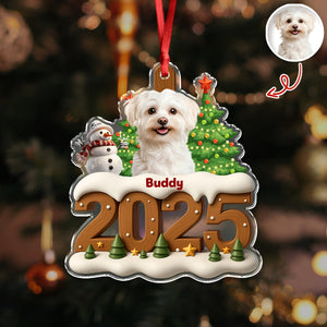 Custom Dog Photo Cozy Xmas Crew Acrylic Ornament Personalized Gift For Christmas HO82 900132