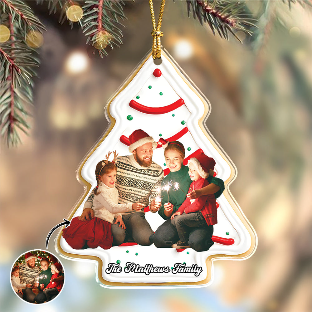 Custom Photo Christmas Tree Cake Family Acrylic Ornament Gift For Mom, Dad, Brother, Sister, Kids HO82 900072