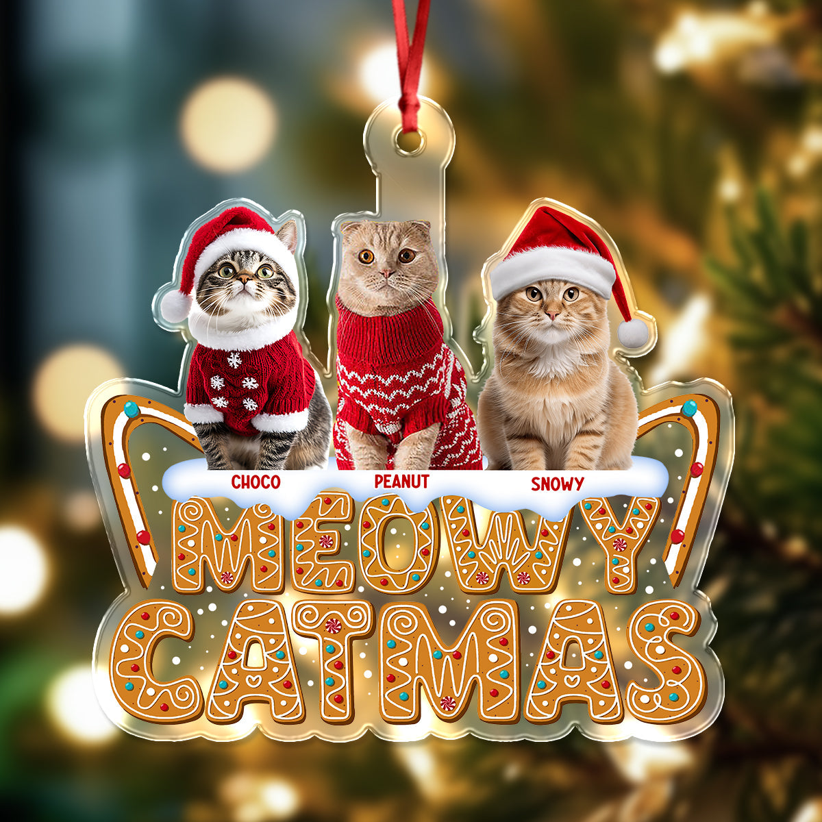 Custom Photo Meowy Catmas Acrylic Ornament HO82 900702