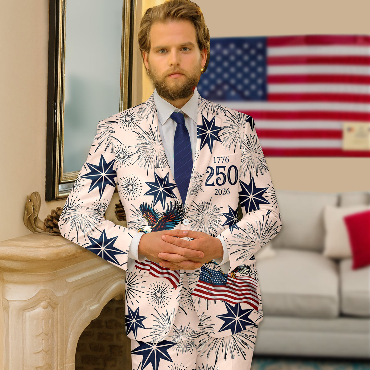 Personalized USA 250 Anniversary Eagle 1776-2026 Men's Suit TH10 898621