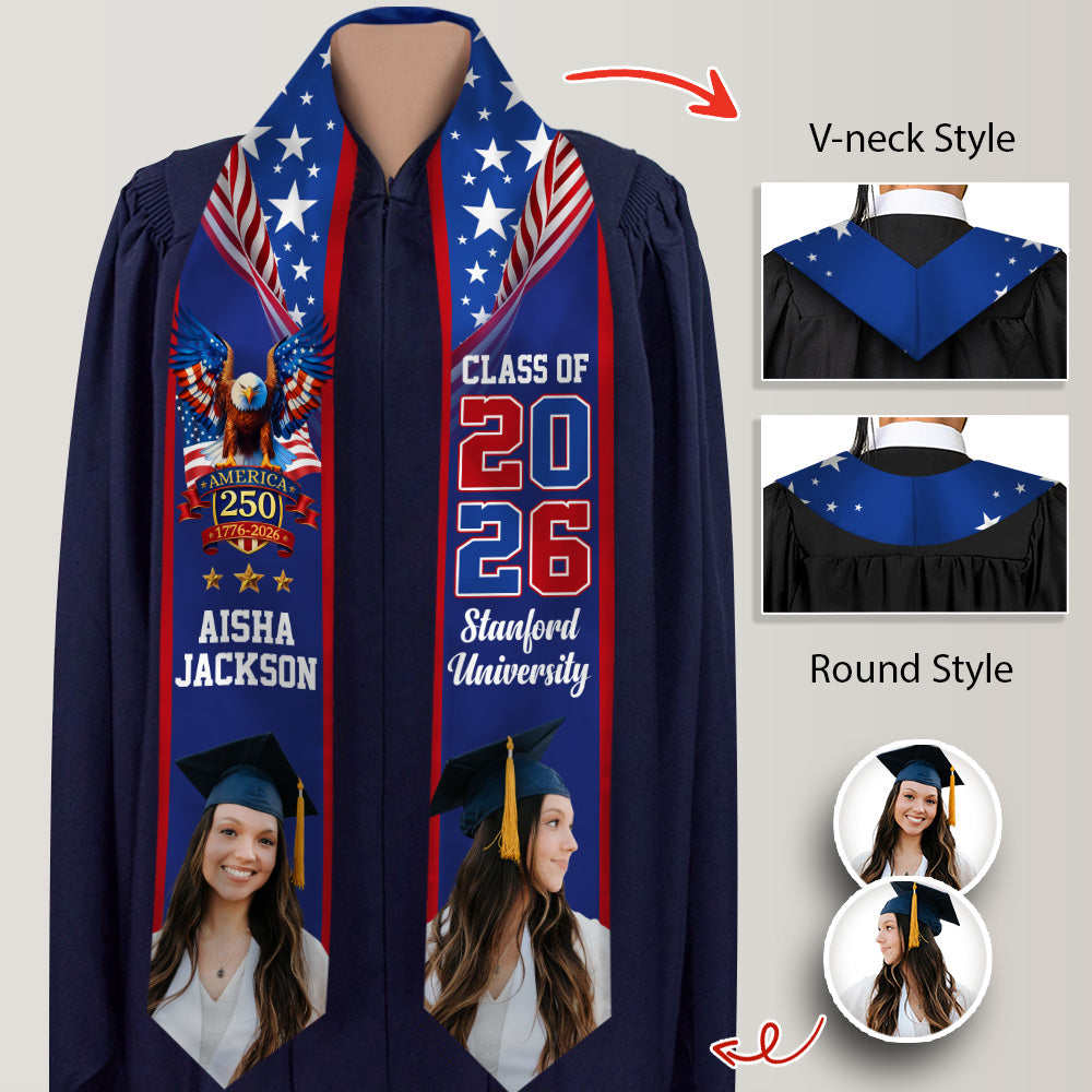 Custom Photo Class of 2026 America 250th Graduation Stole CH07 910318