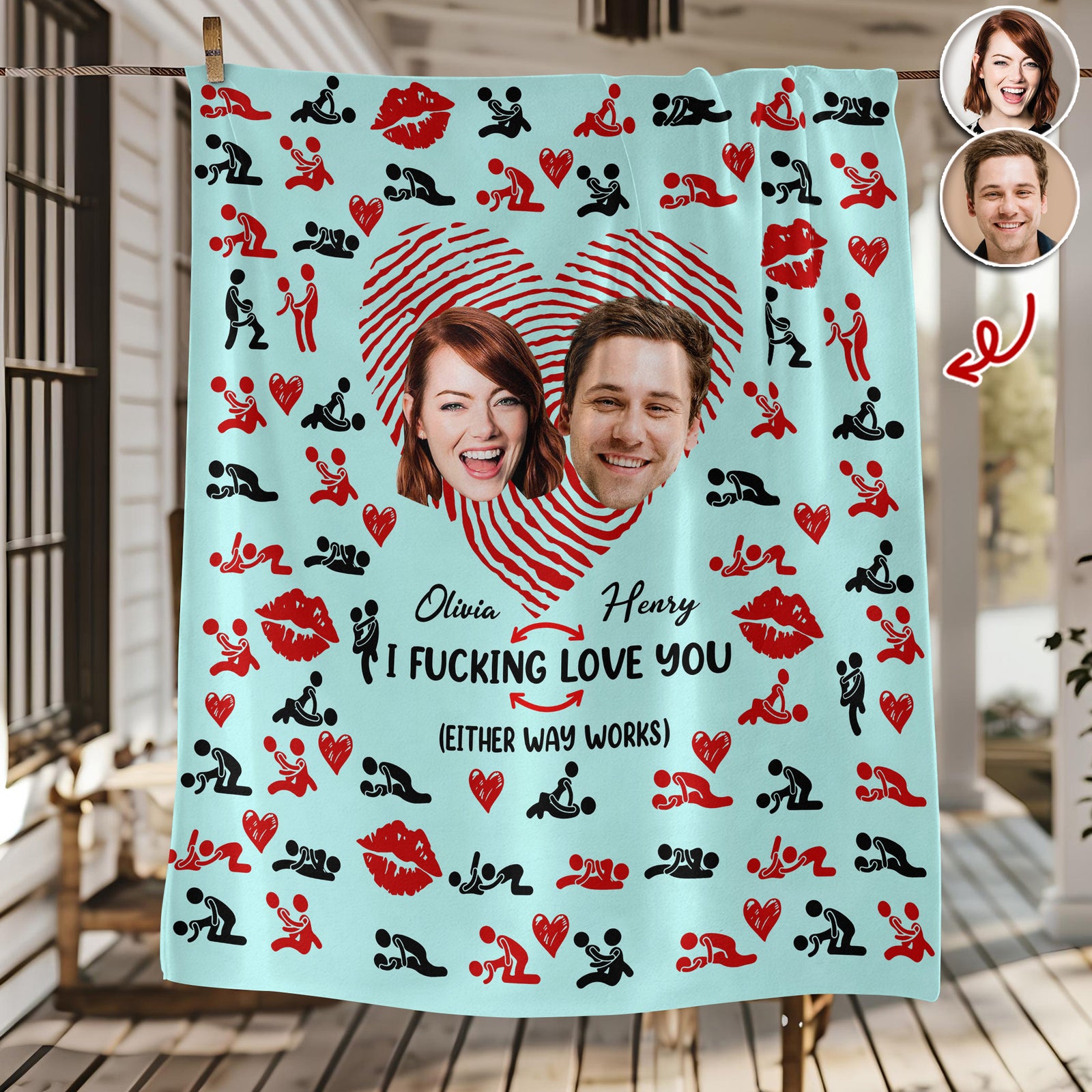 Custom Photo Couple Blanket Gift For Valentine's Day HA75 920010