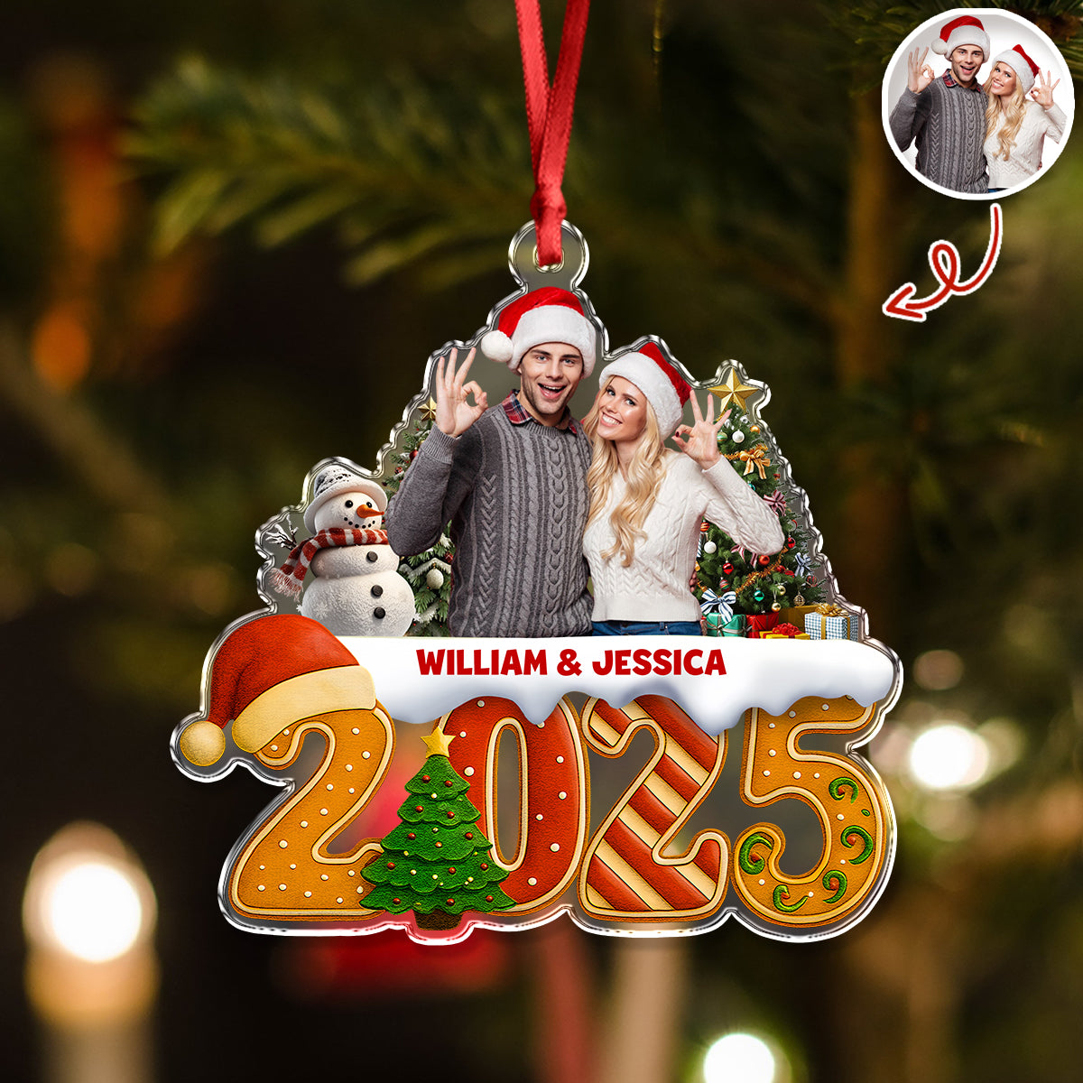 Custom Family Christmas Cake Crew Photo - Personalized Acrylic Ornament CH07 899702