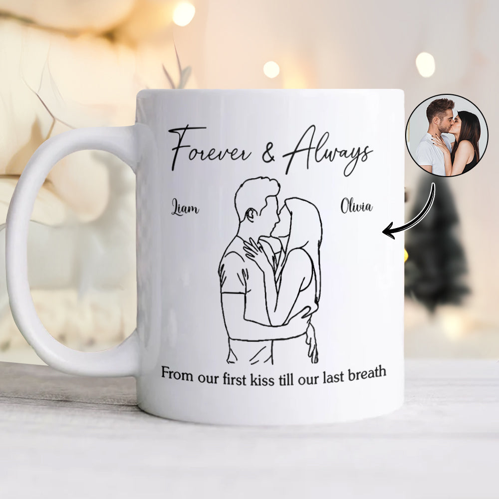 Custom Photo Anniversary Wedding Gifts For Husband And Wife, Him And Her White Mug CH07 899842