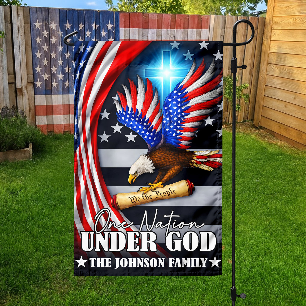 Custom Family Name One Nation Under God Patriot Eagle We The People Garden Flag HO82 900942