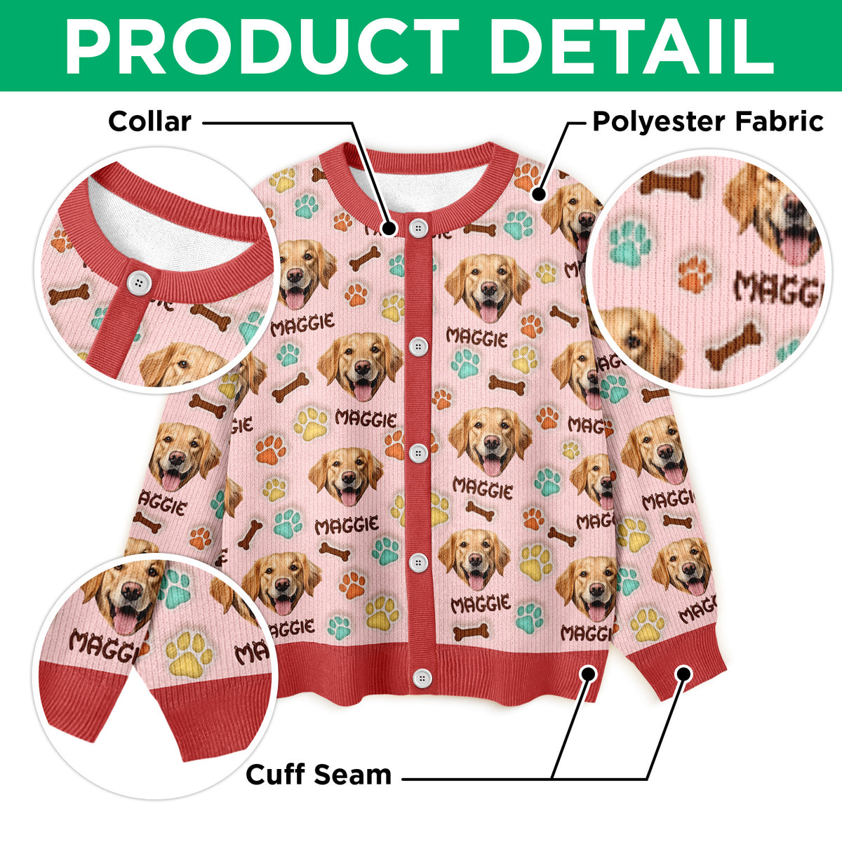 Custom Pet Photo 3D Inflated Effect Printed Ugly Cardigan Gift For Pet Owners, Pet Lovers LM32 897253