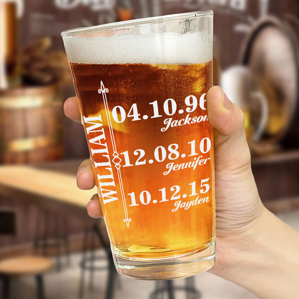 Custom Family History Print Beer Glass For Dad TH10 892771