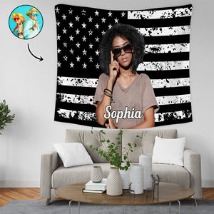 Custom Photo American Flag Tapestry CH07 895622