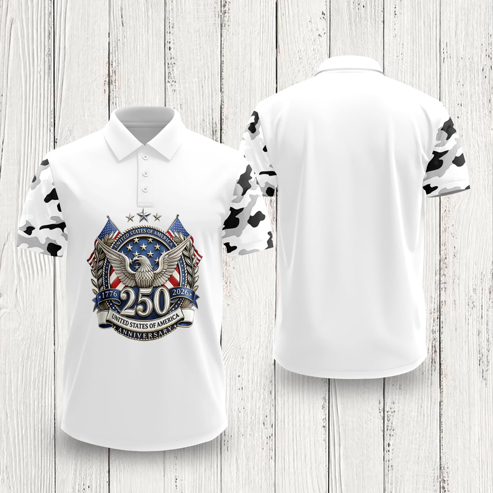 Personalized 250 Years Anniversary 1776-2026 Eagle Polo Shirt TH10 169421