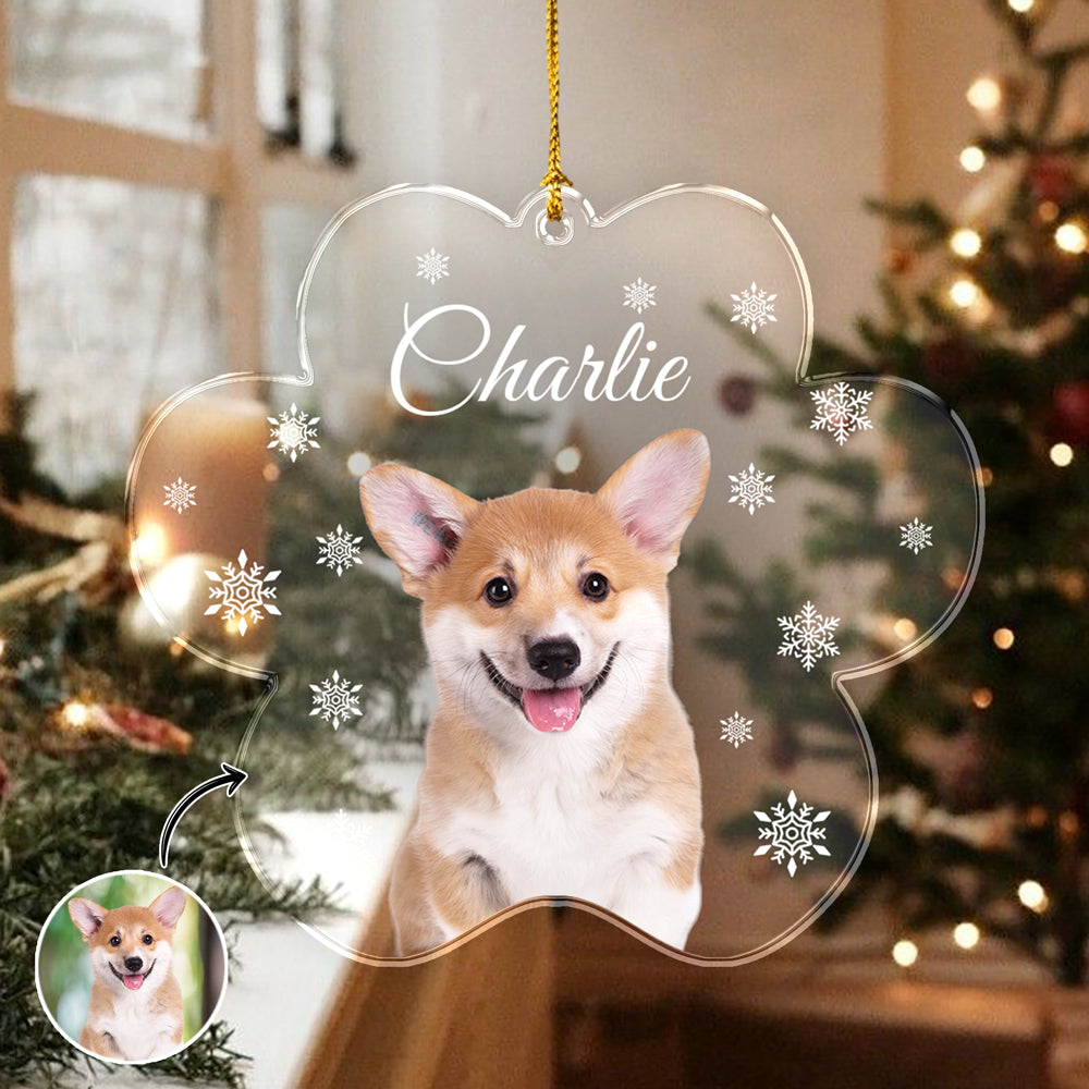 Custom Photo Dog Paw Shaped Acrylic Ornament For Christmas HA75 897048