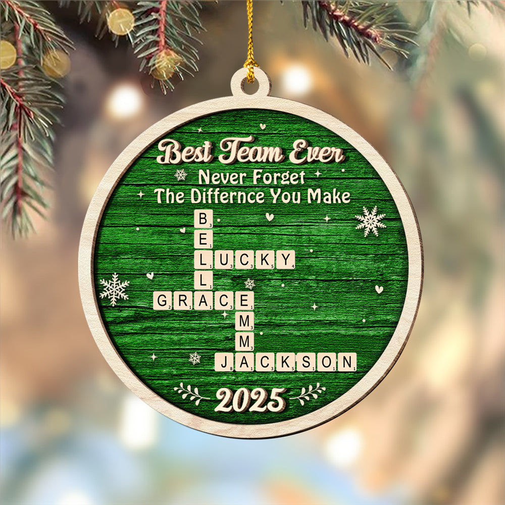 Best Team Ever Scrabble Christmas 2 Layers Wooden Ornament LM32 897119