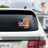 Custom Photo Dog With American Flag Car Window Decal Sticker HA75 920564