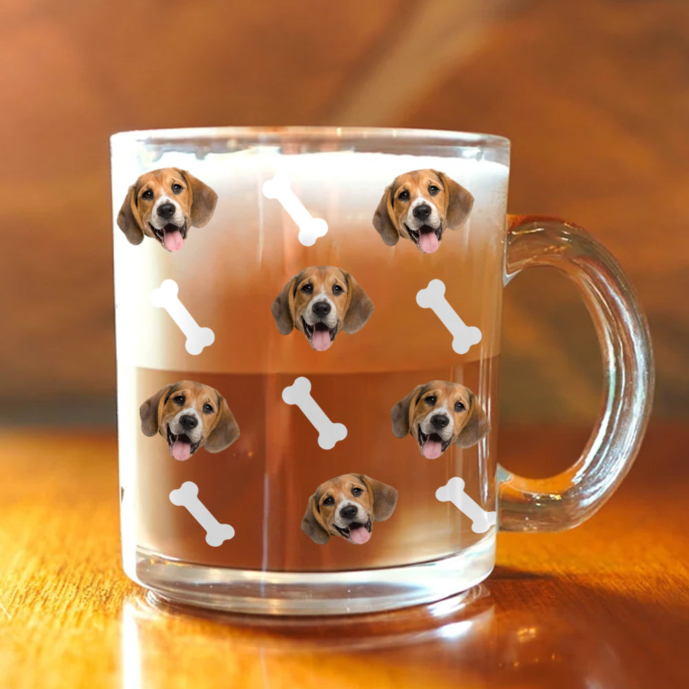 Custom Pet Face Photo With Icon Glass Mug For Dog And Cat Lovers CH07 896102