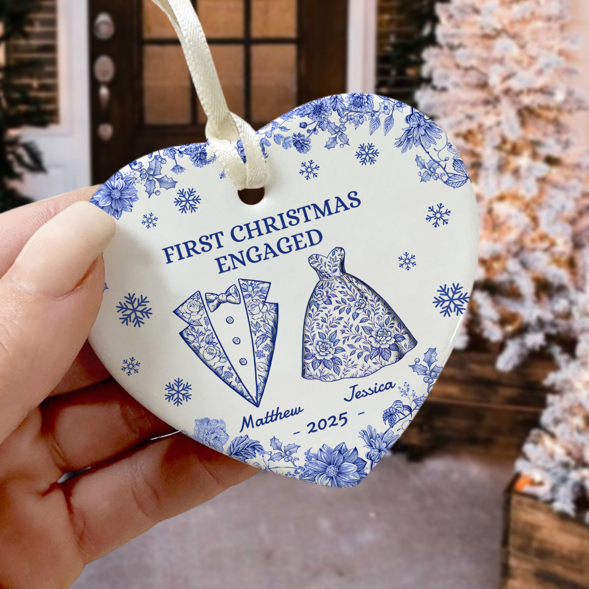 First Chirstmas As a Mr Mrs Personalized Heart Ceramic Ornament Christmas For Husband Wife CH07 899294