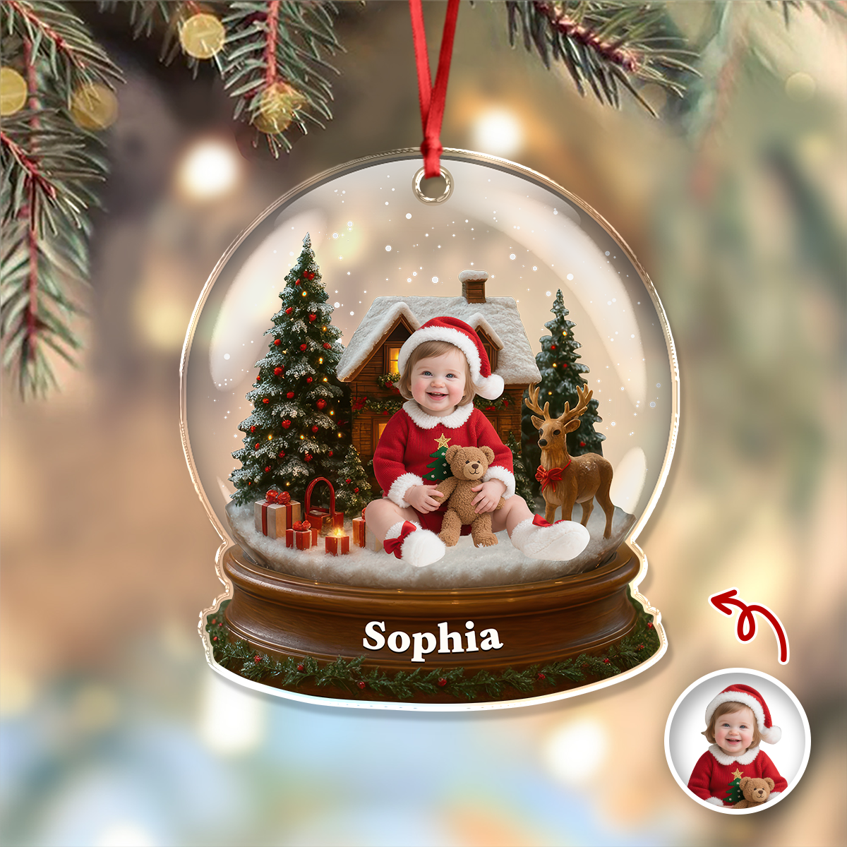 Custom Baby's First Christmas Photo Acrylic Ornament New Born Gift CH07 896856
