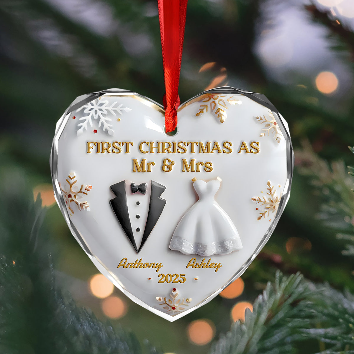 Our First Christmas Together Heart Glass Ornament Personalized Wedding Anniversary Christmas Ornament CH07 896944