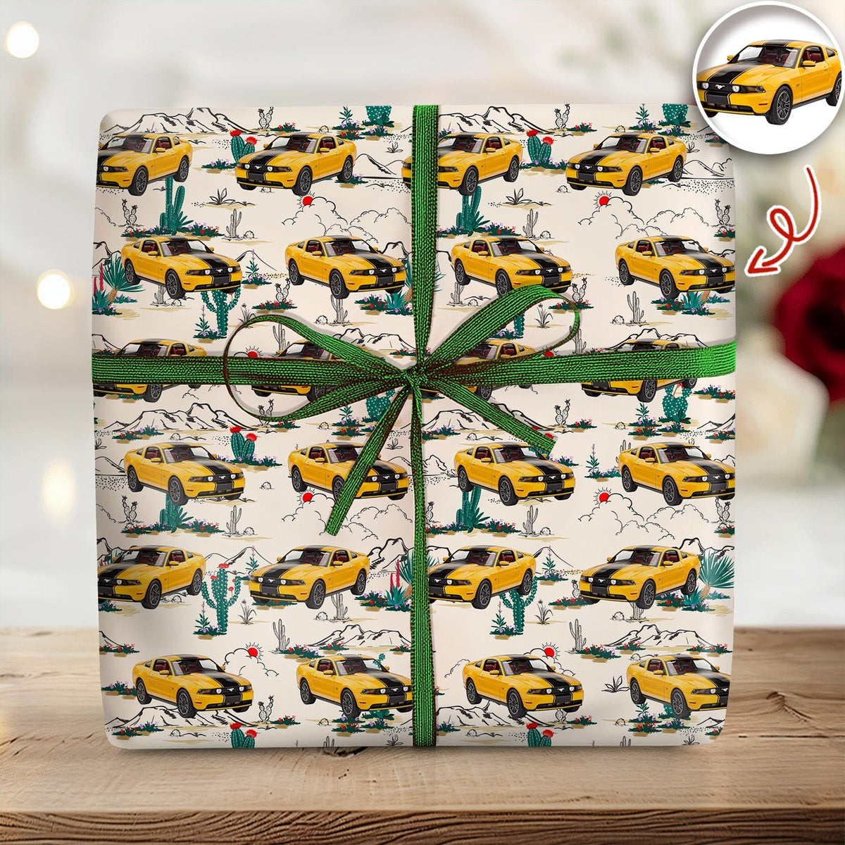 Custom Car Photo Retro Route 66 Wrapping Paper Gift For Car Lover CH07 899932