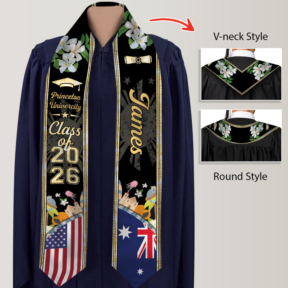 Personalized Class Of 2026 Country Flag Stoles Graduation Gift LM32 897695