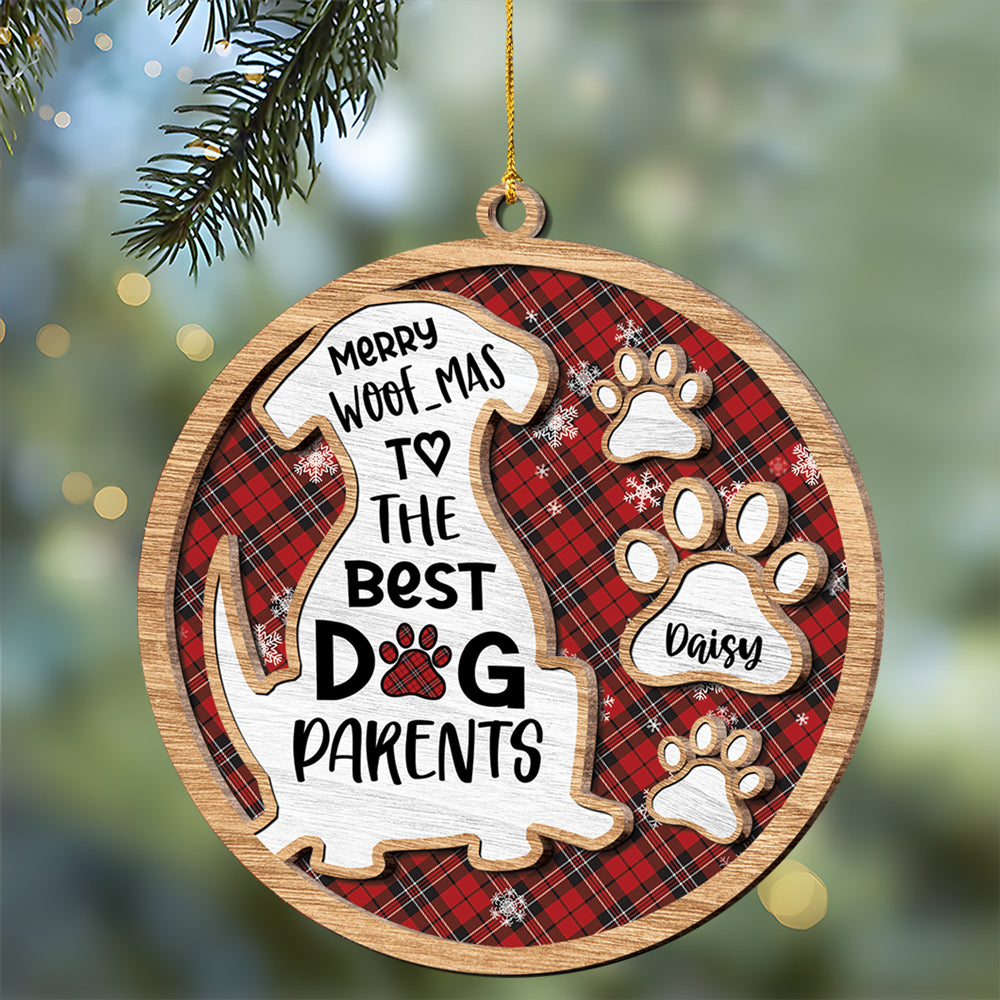 Merry Woof-Mas To The Best Dog Mom Personalized 2-Layered Wooden Ornament CH07 896894