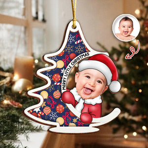 Custom Photo First Christmas Tree Baby Santa - Personalized 2 Layered Wood Ornament CH07 899132