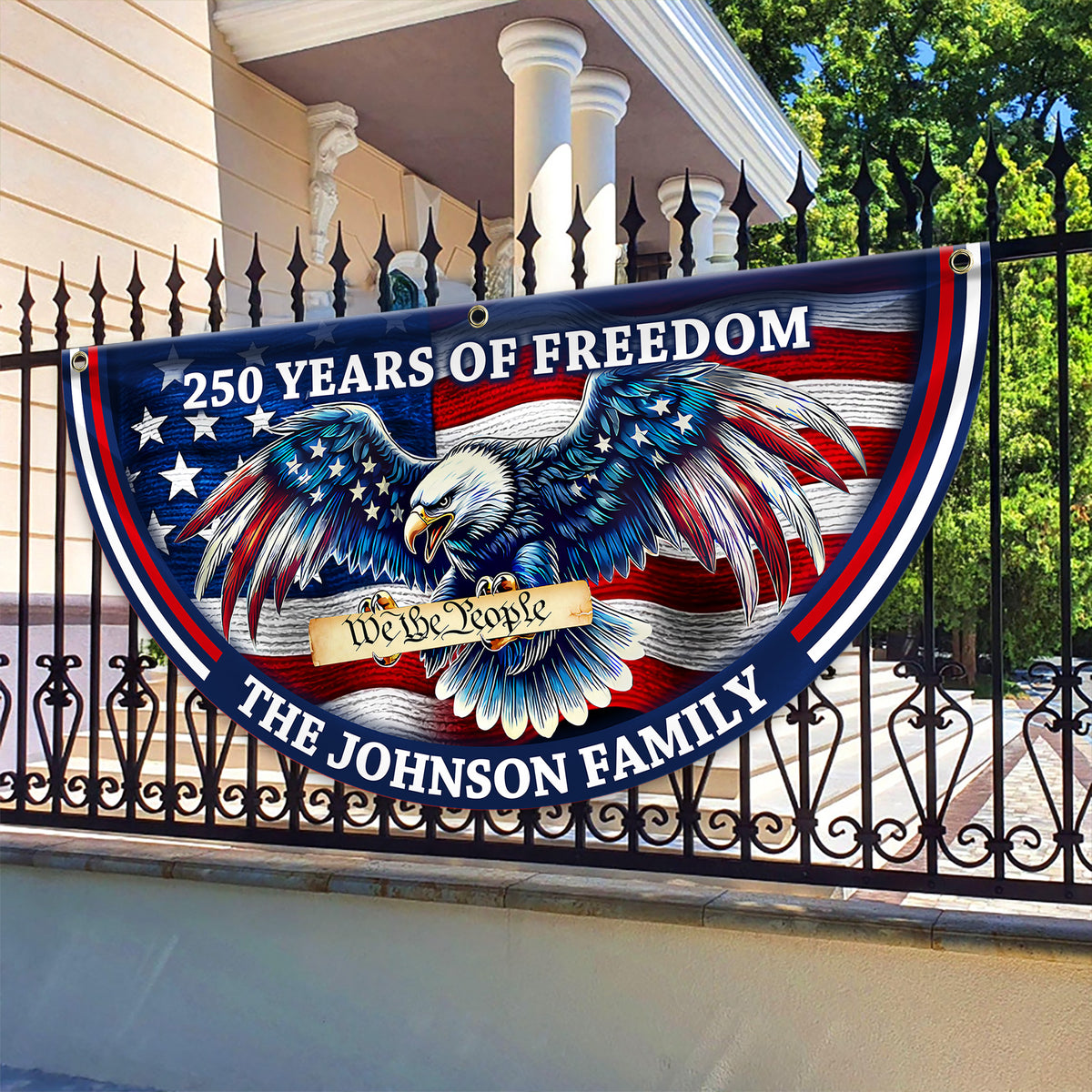 Custom Name Patriotic Eagle We The People Non-Pleated Fan Flag CH07 910562