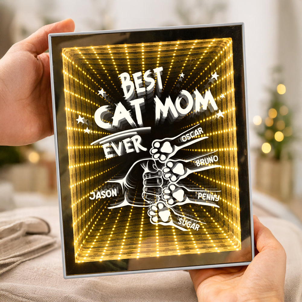 Custom Name Best Dog Dad, Dog Mom Ever Personalized Infinity Mirror Light Box HO82 901932