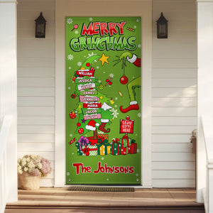 Custom Family Name Merry Grinchmas Funny Door Cover Christmas Decor CH07 899966