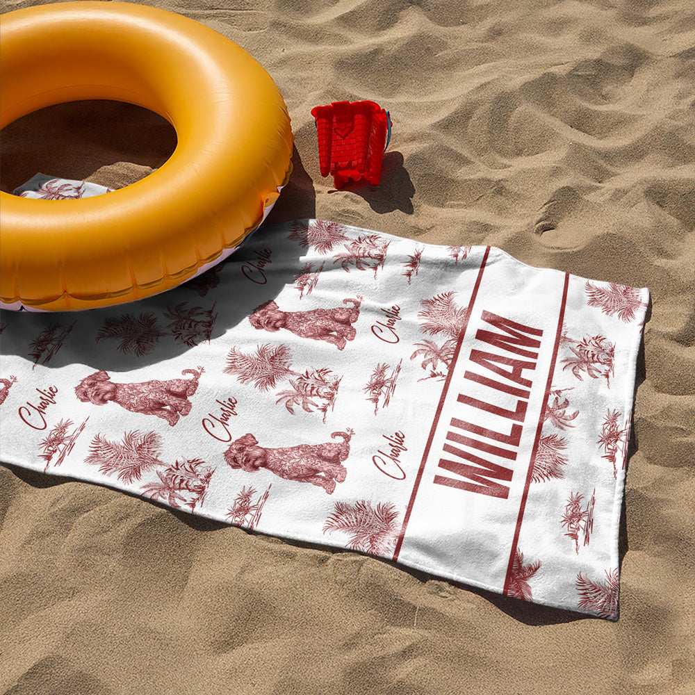 Custom Dog Breeds Chinoiserie Toile De Jouy Style Personalized Beach Towel HA75 892580