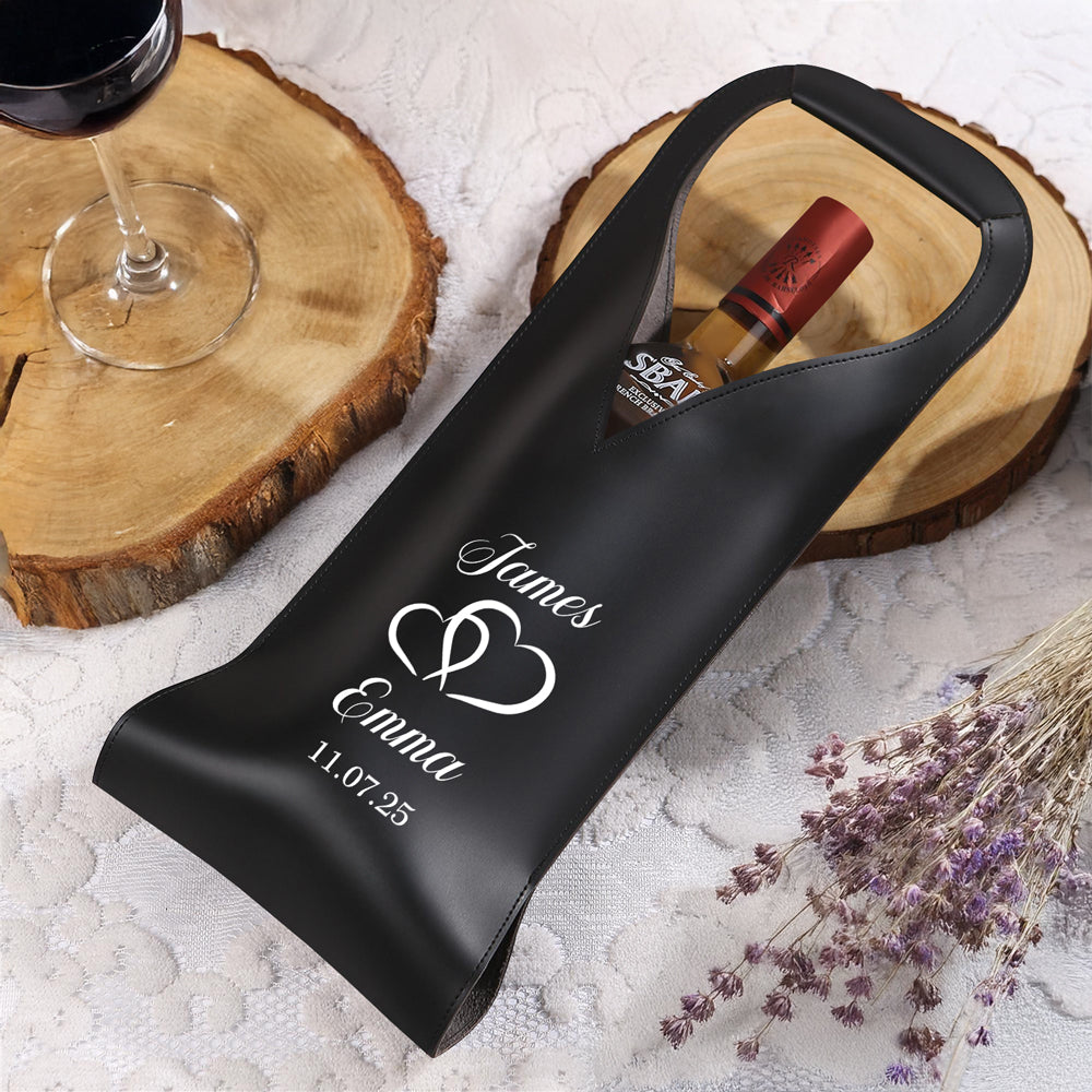 Personalized Groom & Bride Leather Wine Bag Engagement Gift, Wedding Gift CH07 896536