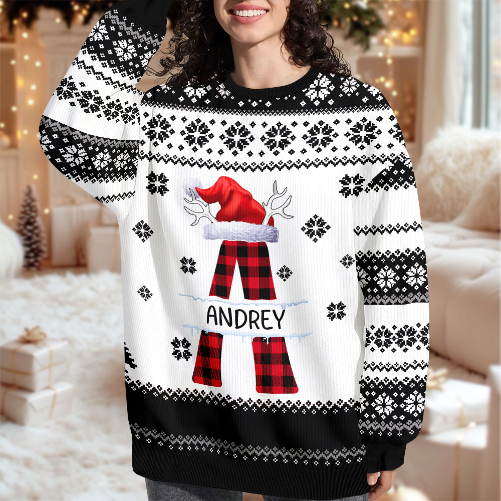 Custom Name Initial Letter Christmas Ugly Sweater Gift For Family CH07 899756