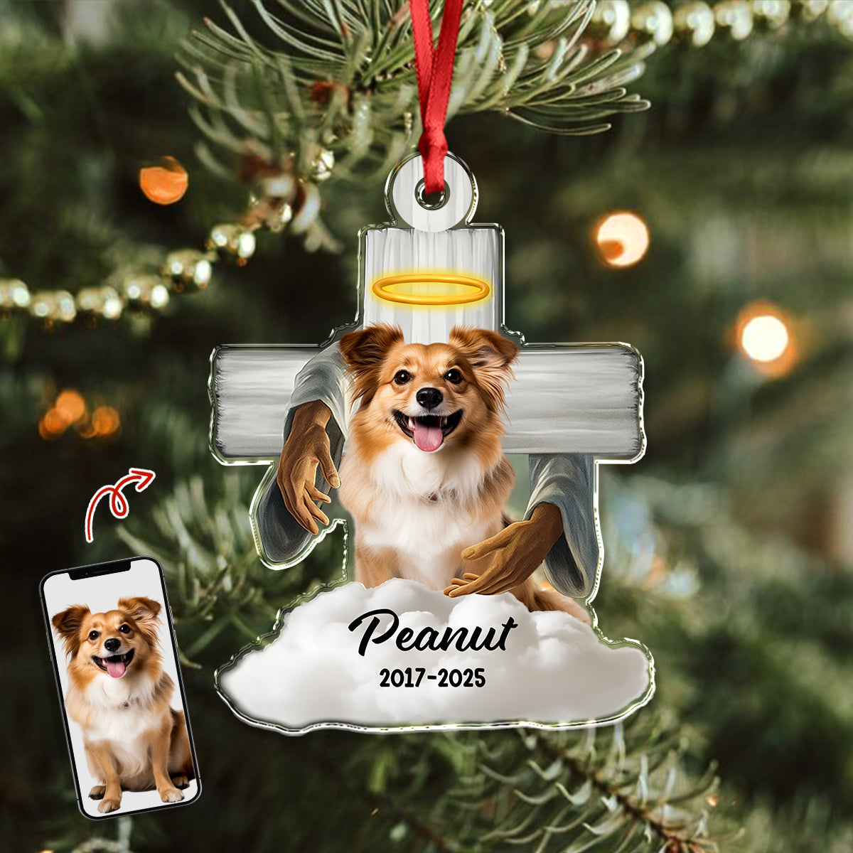 Custom Dog Memorial Photo Dog In Heaven Acrylic Ornament CH07 896636