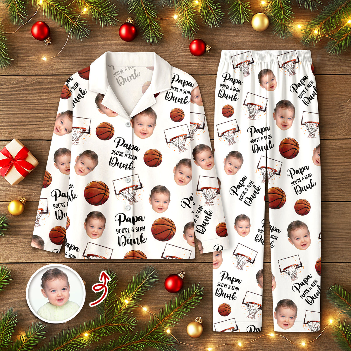 Custom Cute Photo You're A Slam Dunk, Dad Pajamas LM32 895689