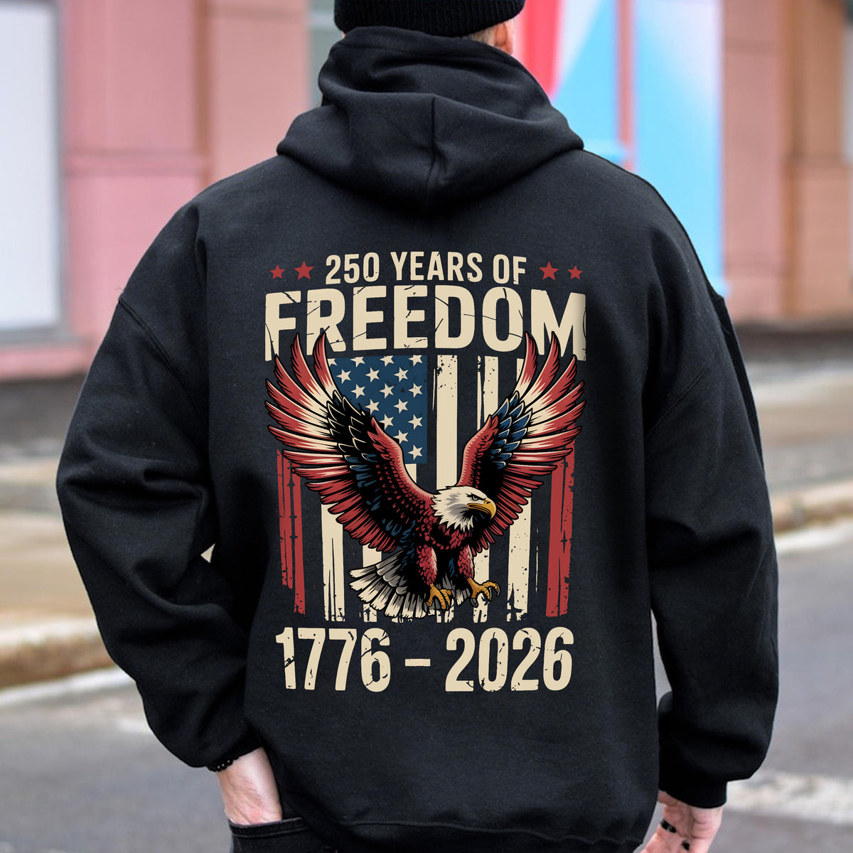 250 Years of Freedom 1776 2026 Eagle Patriotic Back Shirt HA75 920196